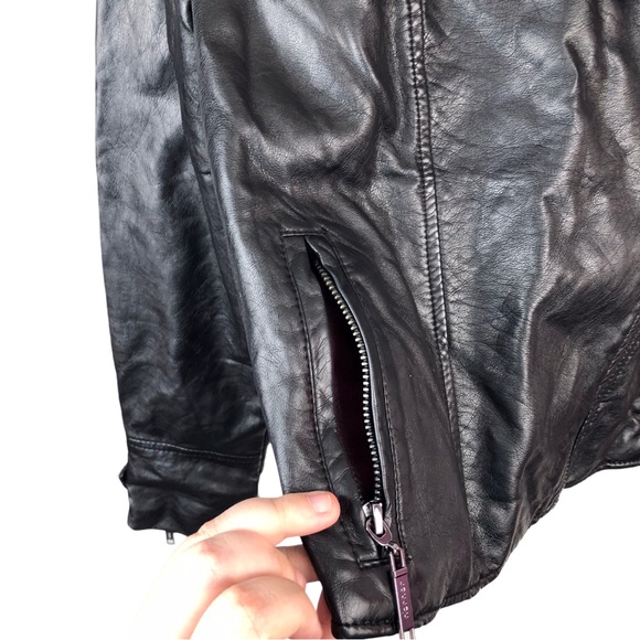 Jou Jou Faux Leather Studded Black Moto Asymmetric Zip Up Biker Jacket S - Picture 7 of 14